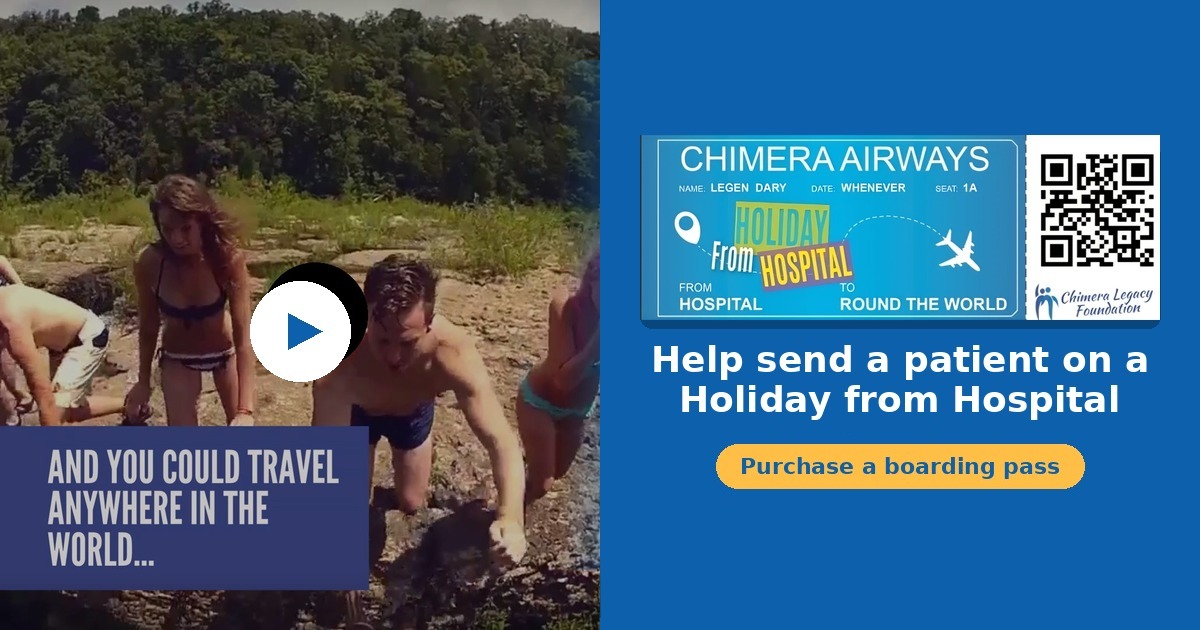Holiday from Hospital video share preview: Help send a patient on a Holiday from Hospital. Purchase a boarding pass